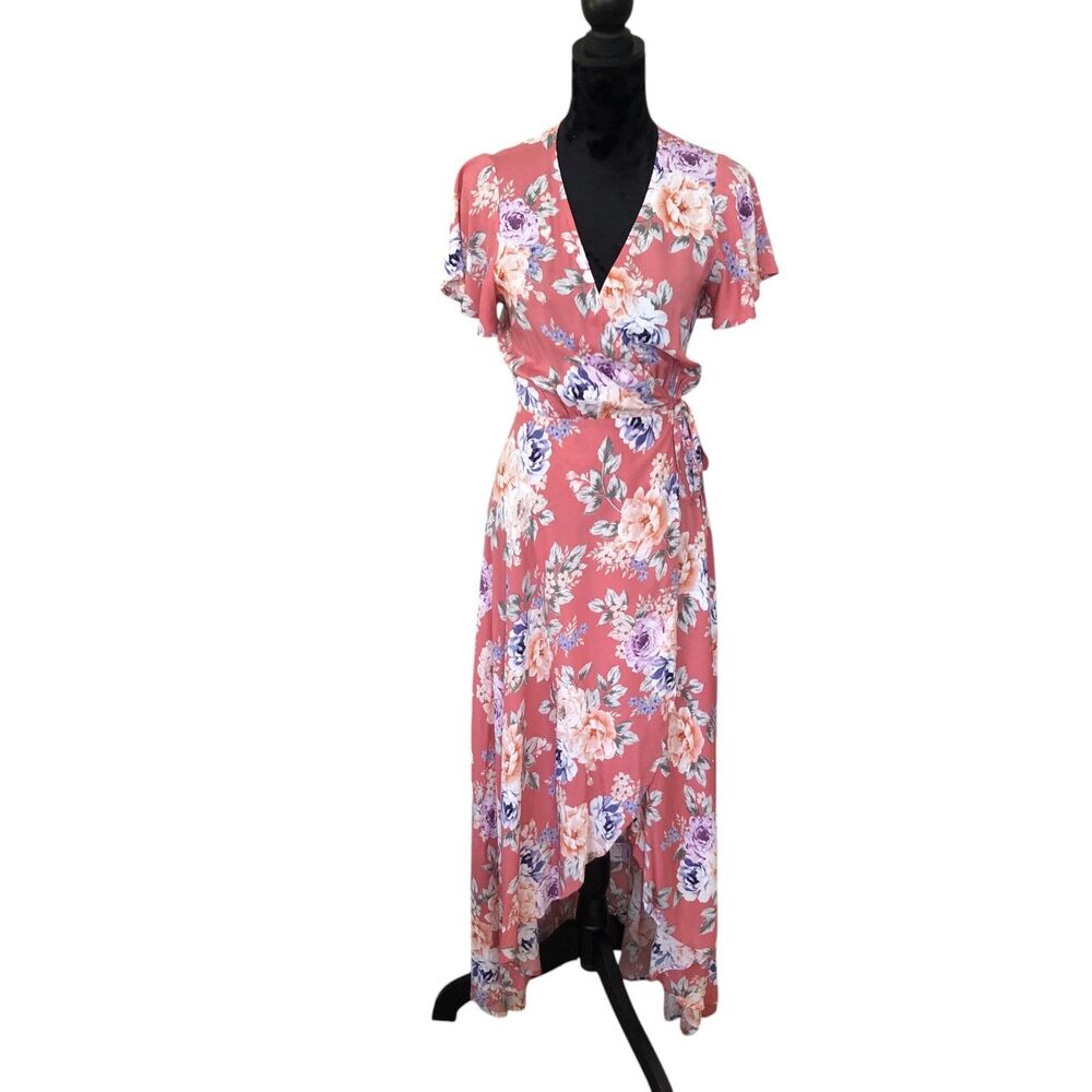 AUGUSTE Pascal‎ Muse Feminine Flowy Floral Maxi Wrap Dress Sz 4 NWT